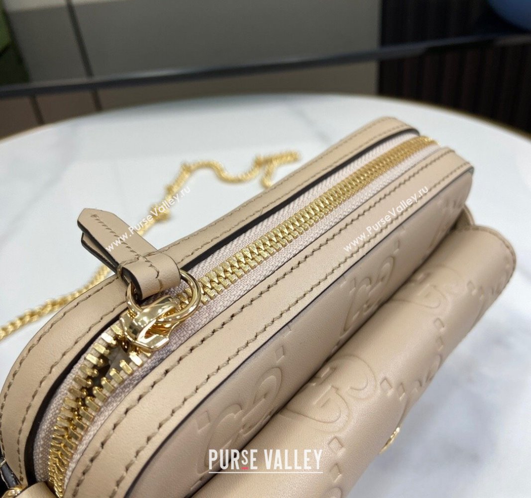Gucci GG Leather Super Mini Shoulder Bag 781554 Light Beige 2024 (XLU-240625017)