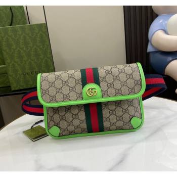 Gucci Ophidia GG Small Belt Bag with Fluorescent Green Trim 752597 2024 (XLU-240625018)