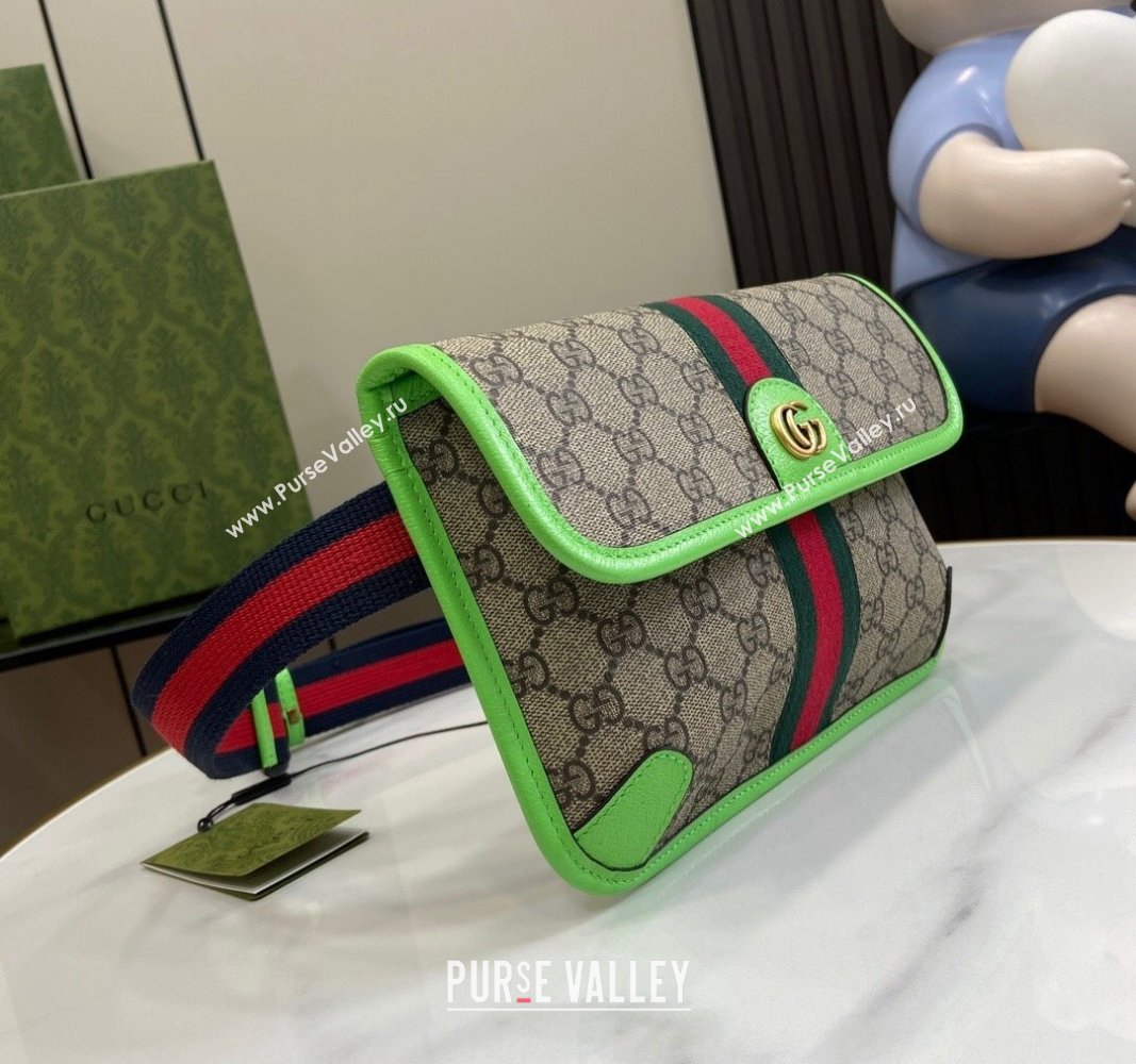 Gucci Ophidia GG Small Belt Bag with Fluorescent Green Trim 752597 2024 (XLU-240625018)