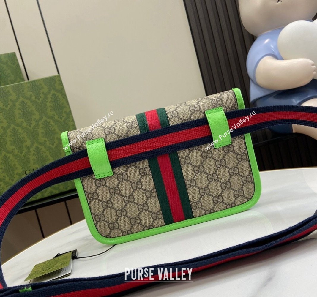 Gucci Ophidia GG Small Belt Bag with Fluorescent Green Trim 752597 2024 (XLU-240625018)