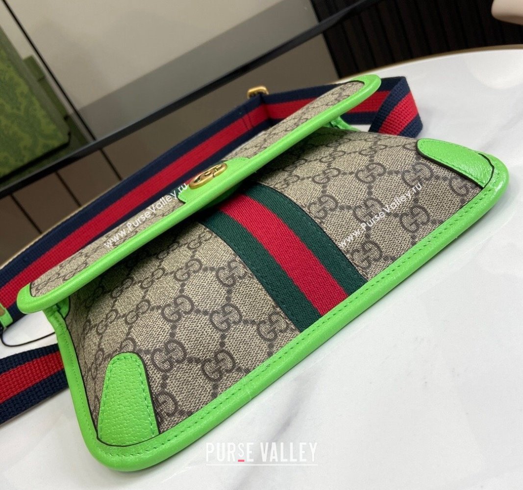 Gucci Ophidia GG Small Belt Bag with Fluorescent Green Trim 752597 2024 (XLU-240625018)