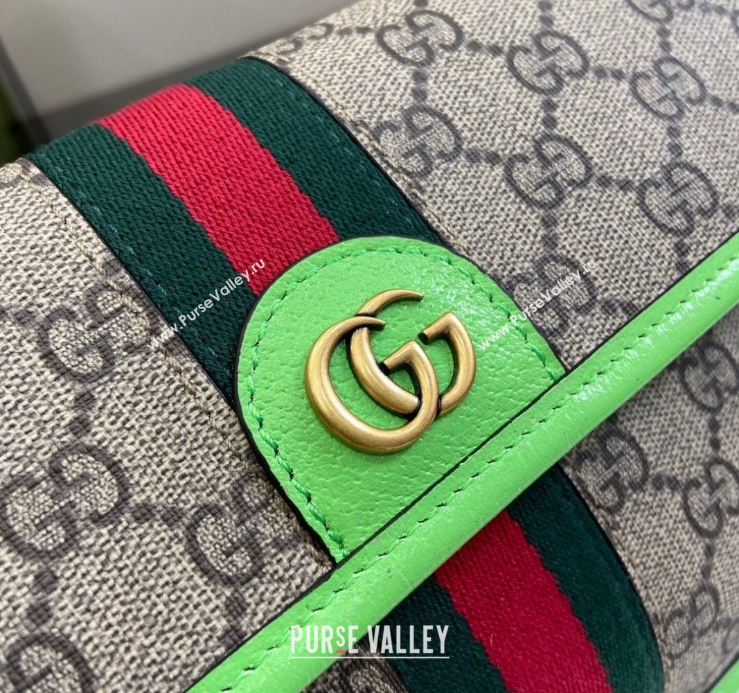 Gucci Ophidia GG Small Belt Bag with Fluorescent Green Trim 752597 2024 (XLU-240625018)