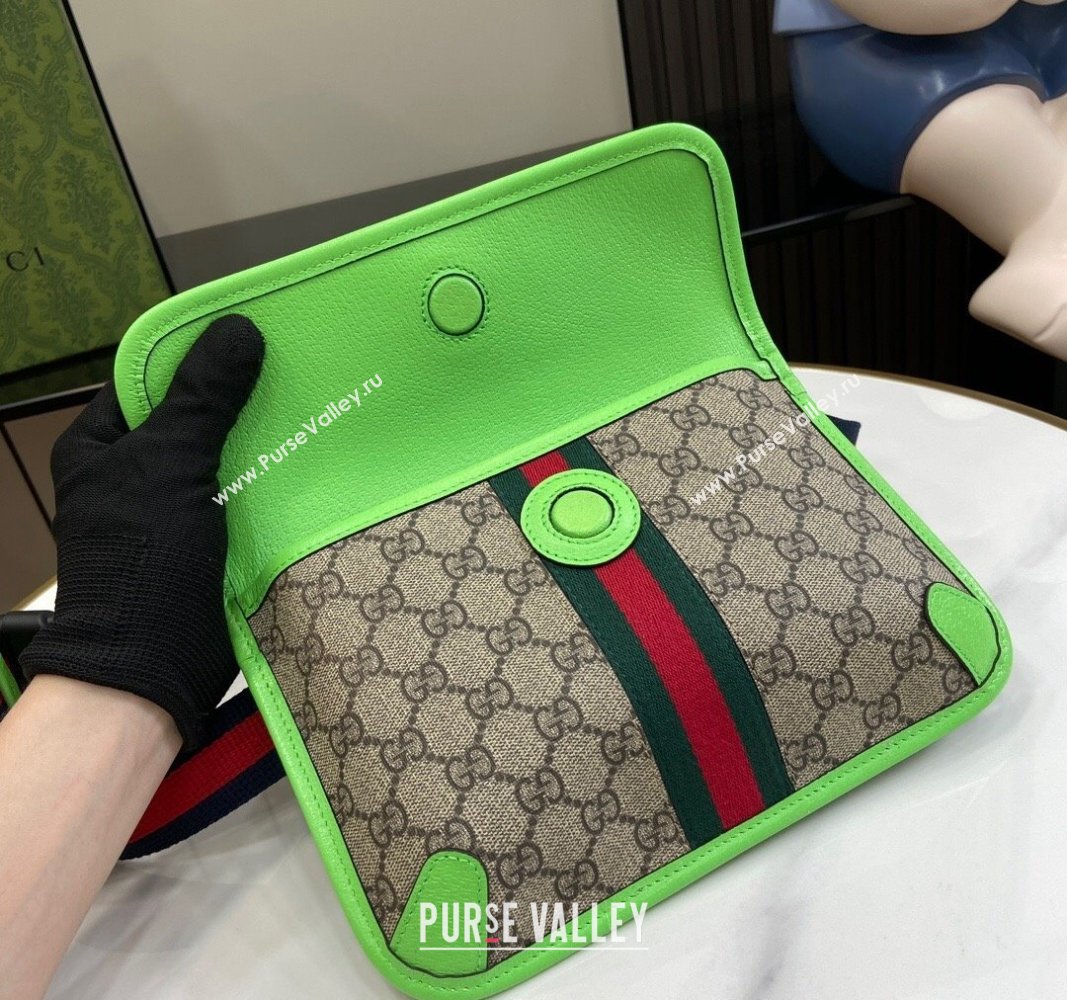 Gucci Ophidia GG Small Belt Bag with Fluorescent Green Trim 752597 2024 (XLU-240625018)