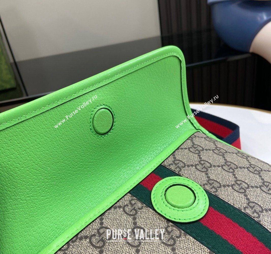 Gucci Ophidia GG Small Belt Bag with Fluorescent Green Trim 752597 2024 (XLU-240625018)