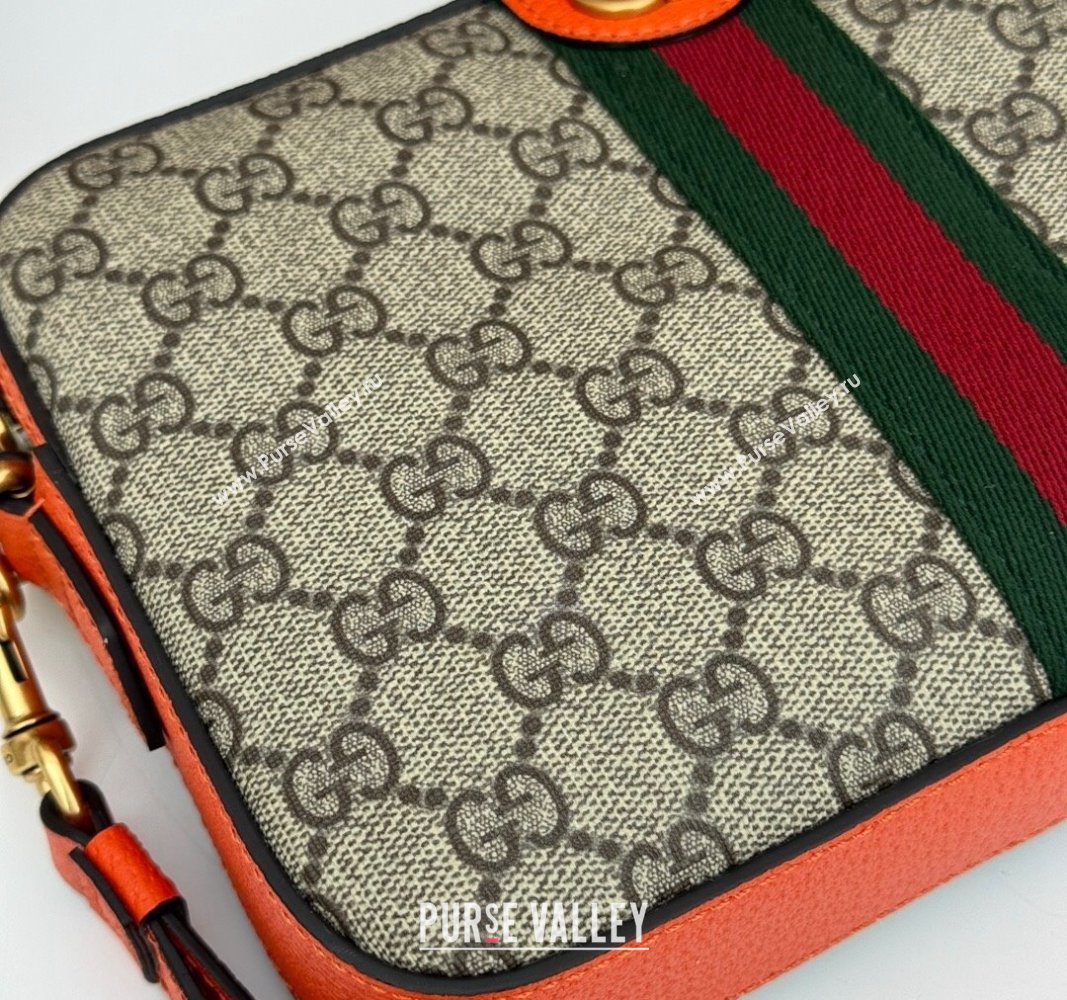 Gucci Ophidia GG Canvas Shoulder Bag with Fluorescent Orange Trim 699439 2024 (DLH-240624121)