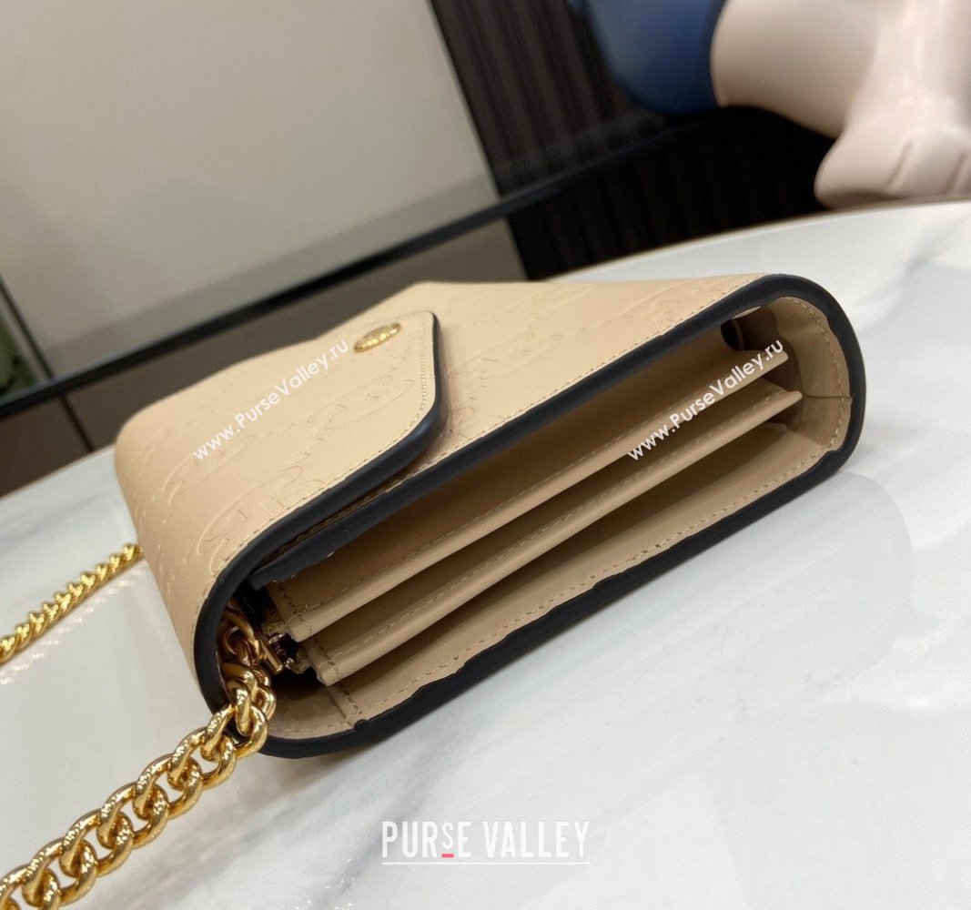 Gucci GG Leather Chain Wallet Mini bag Light Beige 2024 781555 (XLU-240625020)