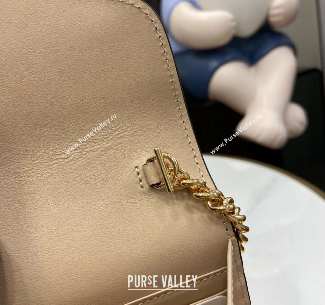 Gucci GG Leather Chain Wallet Mini bag Light Beige 2024 781555 (XLU-240625020)