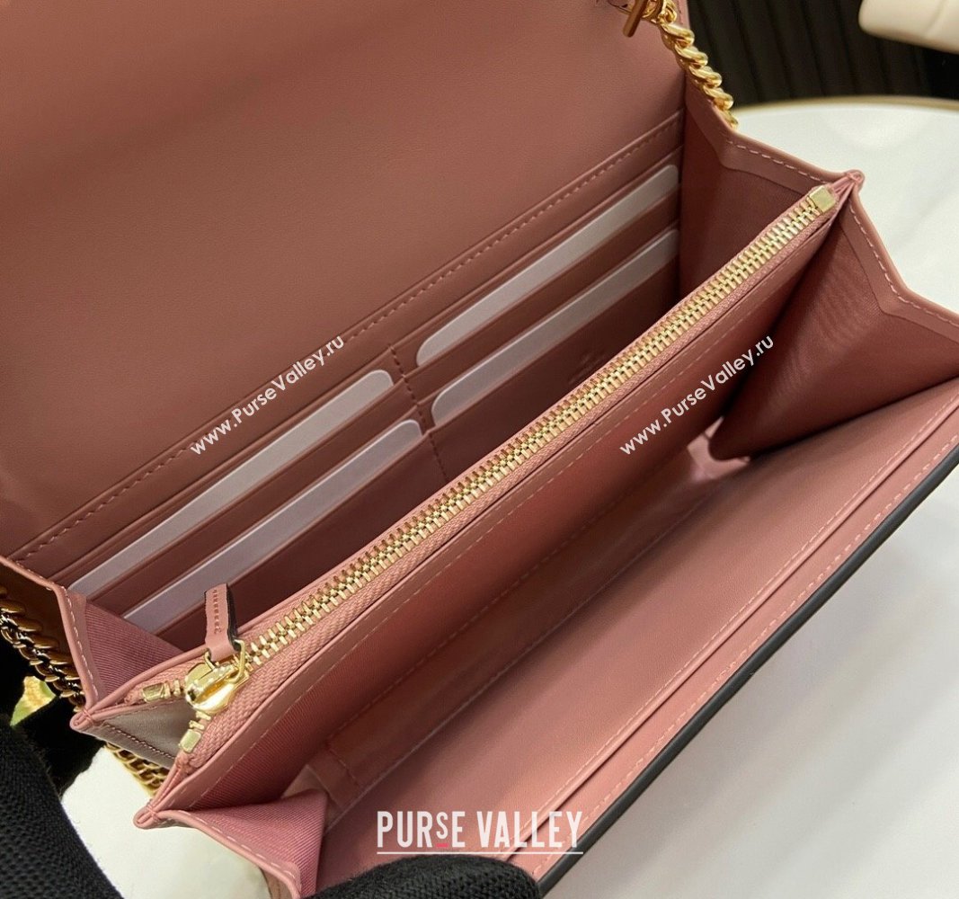 Gucci GG Leather Chain Wallet Mini bag Light Pink 2024 781555 (XLU-240625021)