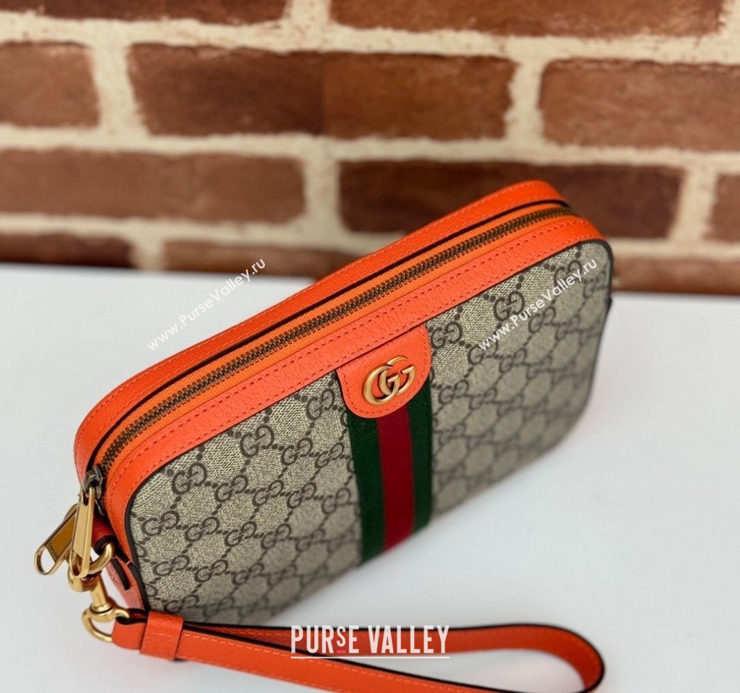 Gucci Ophidia GG Canvas Shoulder Bag with Fluorescent Orange Trim 699439 2024 (DLH-240624121)