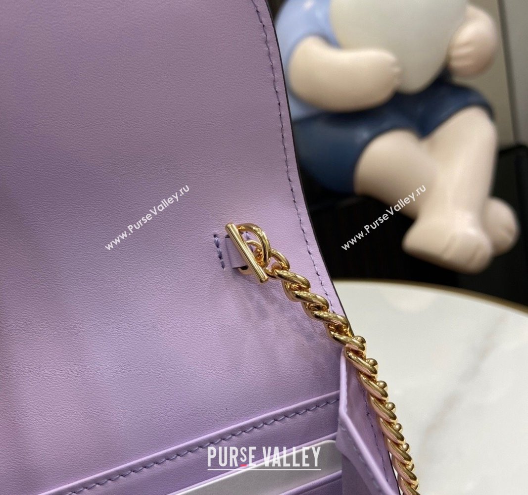 Gucci GG Leather Chain Wallet Mini bag Light Purple 2024 781555 (XLU-240625023)