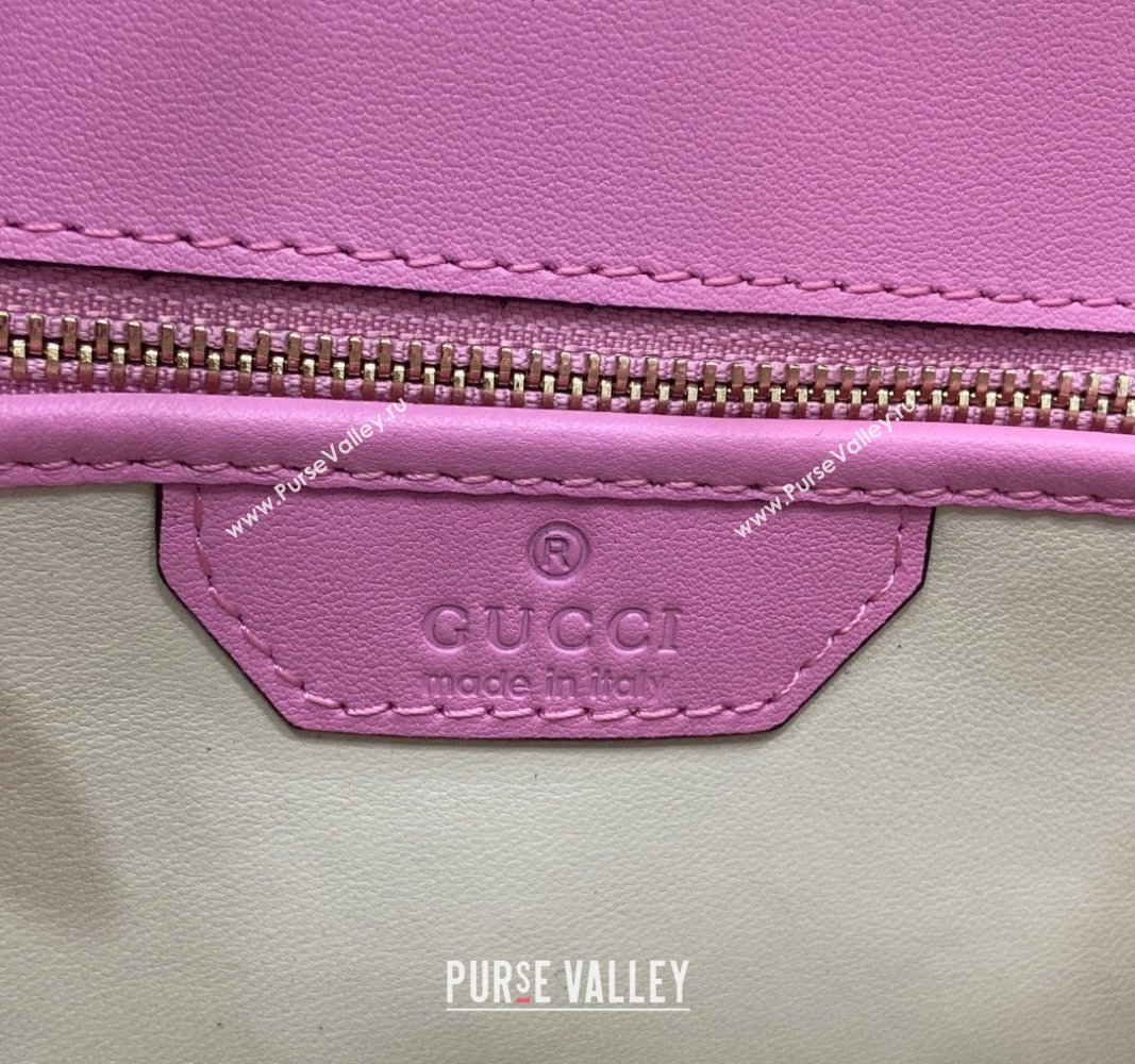 Gucci Bamboo 1947 Patent Leather Small bag with Embossed GUCCI Logo Pink 2024 675797 (XLU-240625027)