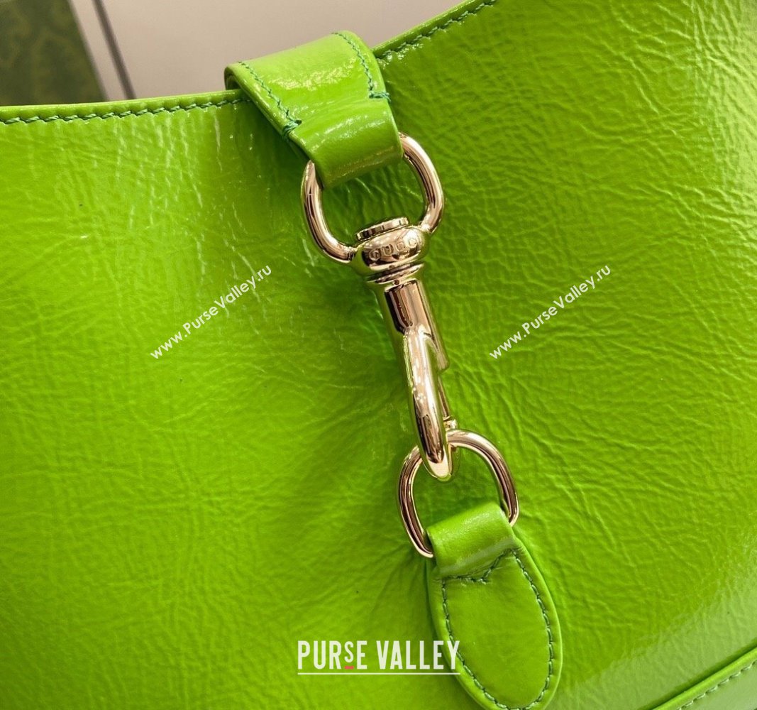 Gucci Jackie Small Shoulder Bag in Crinkled Patent Leather 782849 Light Green 2024 (XLU-240625040)