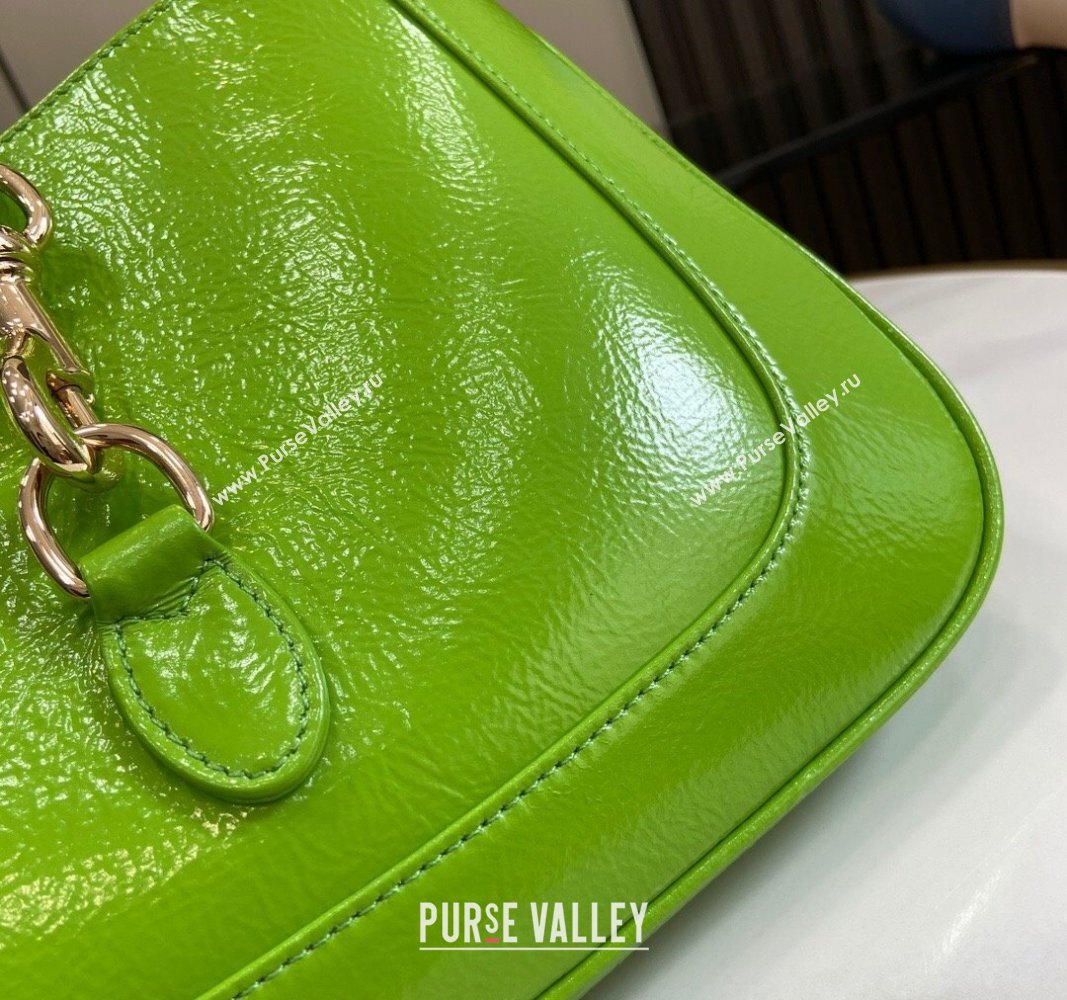 Gucci Jackie Small Shoulder Bag in Crinkled Patent Leather 782849 Light Green 2024 (XLU-240625040)