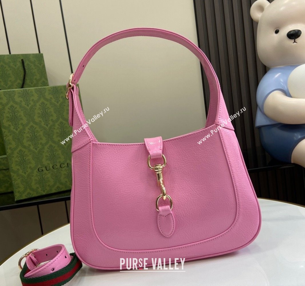 Gucci Jackie Small Shoulder Bag in Crinkled Patent Leather 782849 Pink 2024 (XLU-240625041)