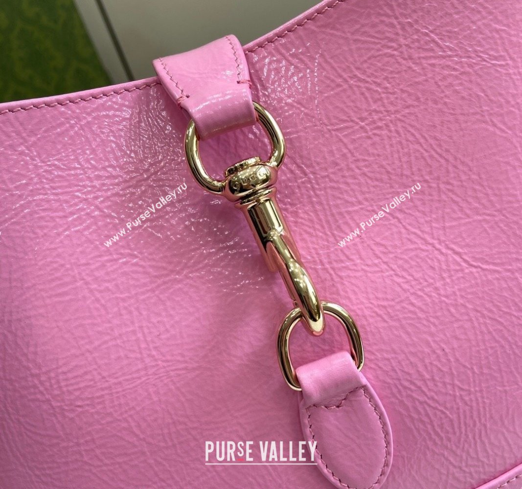 Gucci Jackie Small Shoulder Bag in Crinkled Patent Leather 782849 Pink 2024 (XLU-240625041)