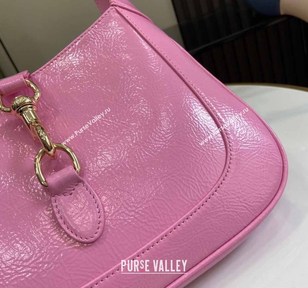 Gucci Jackie Small Shoulder Bag in Crinkled Patent Leather 782849 Pink 2024 (XLU-240625041)