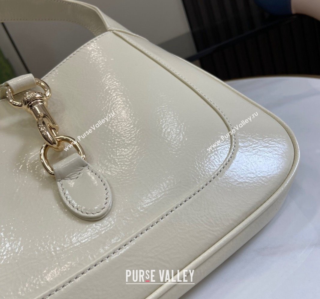 Gucci Jackie Small Shoulder Bag in Crinkled Patent Leather 782849 White 2024 (XLU-240625042)