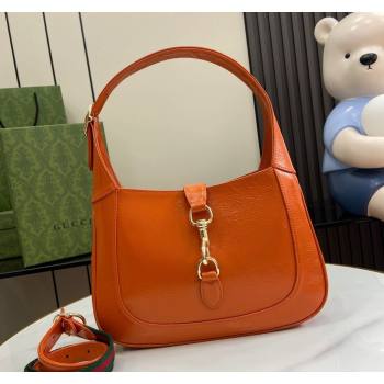 Gucci Jackie Small Shoulder Bag in Crinkled Patent Leather 782849 Orange 2024 (XLU-240625043)