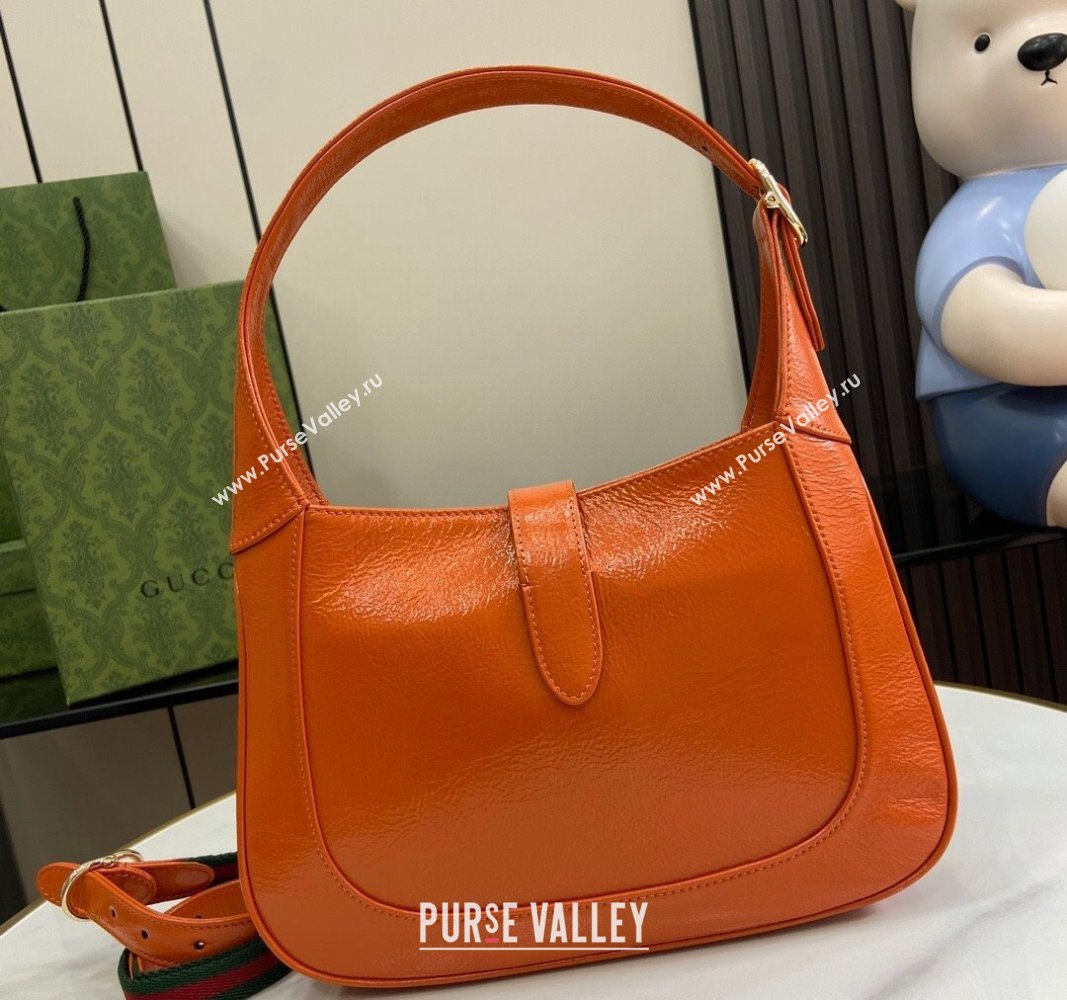 Gucci Jackie Small Shoulder Bag in Crinkled Patent Leather 782849 Orange 2024 (XLU-240625043)