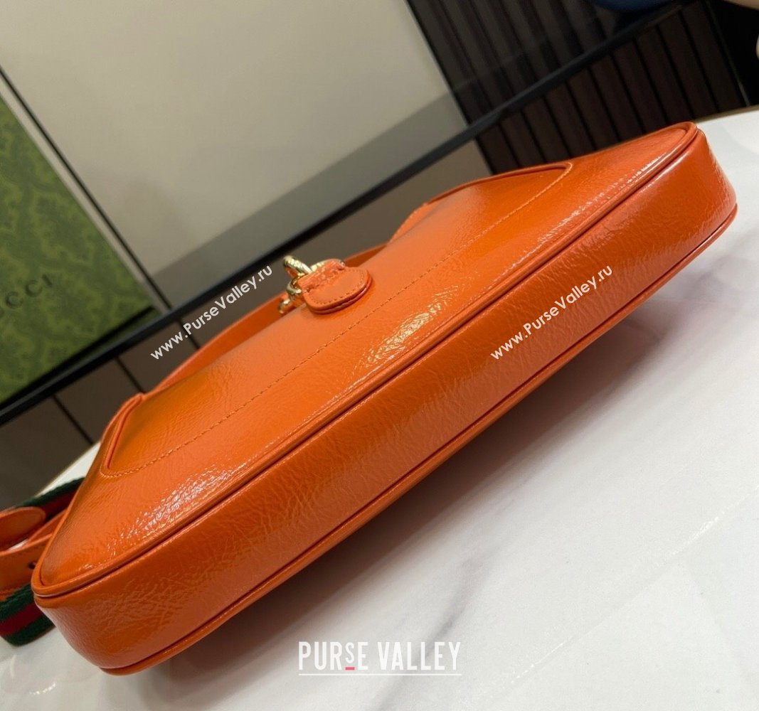 Gucci Jackie Small Shoulder Bag in Crinkled Patent Leather 782849 Orange 2024 (XLU-240625043)