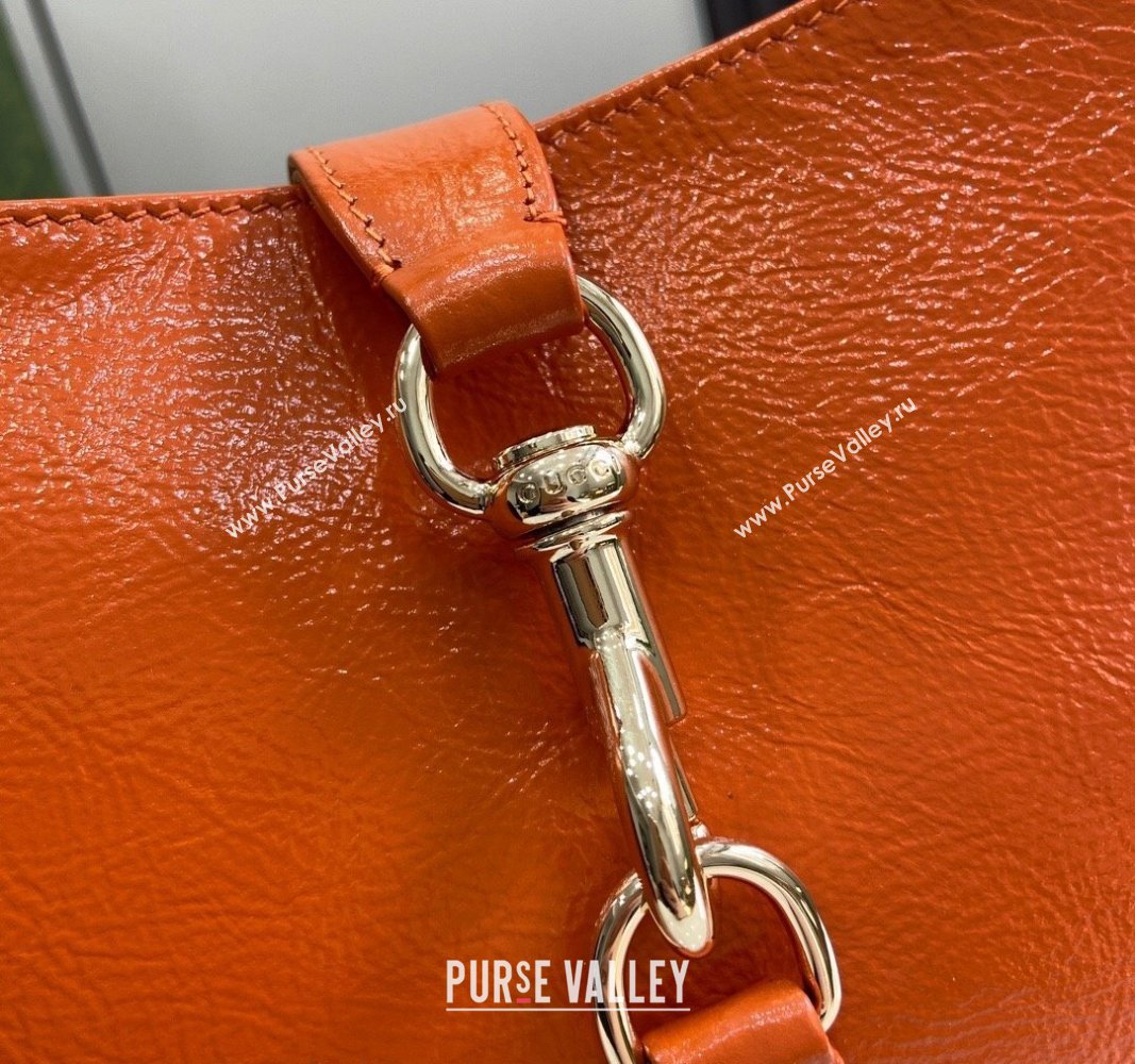 Gucci Jackie Small Shoulder Bag in Crinkled Patent Leather 782849 Orange 2024 (XLU-240625043)