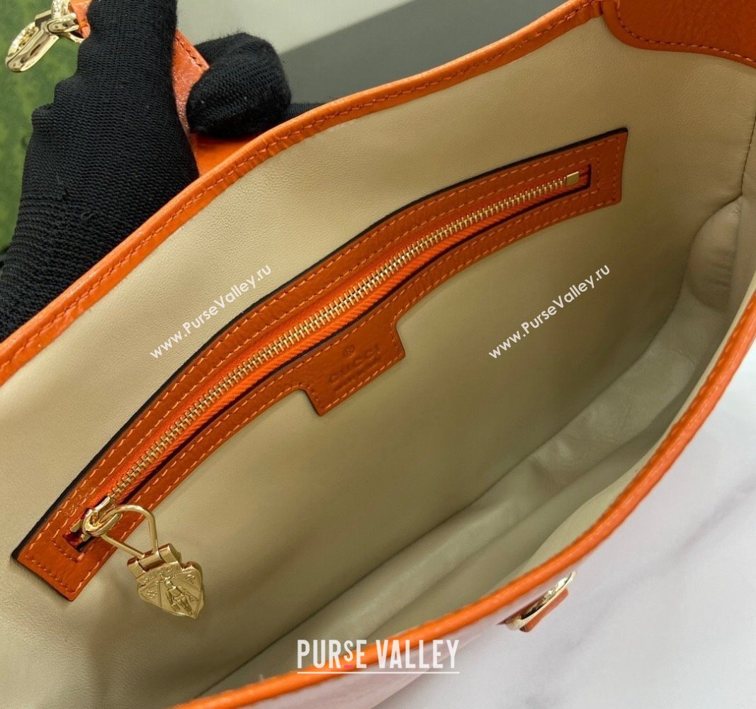 Gucci Jackie Small Shoulder Bag in Crinkled Patent Leather 782849 Orange 2024 (XLU-240625043)