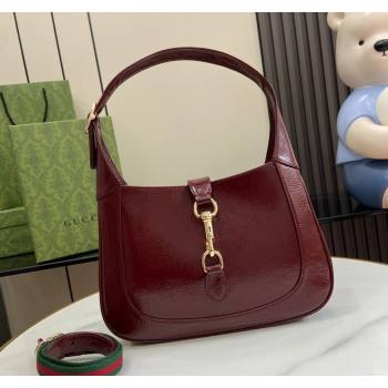 Gucci Jackie Small Shoulder Bag in Crinkled Patent Leather 782849 Burgundy 2024 (XLU-240625044)