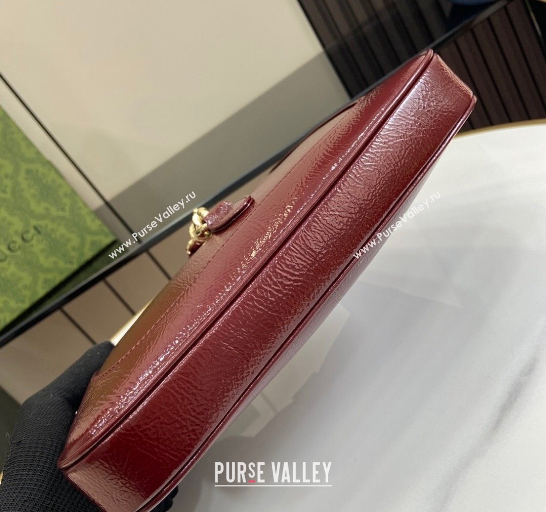 Gucci Jackie Small Shoulder Bag in Crinkled Patent Leather 782849 Burgundy 2024 (XLU-240625044)