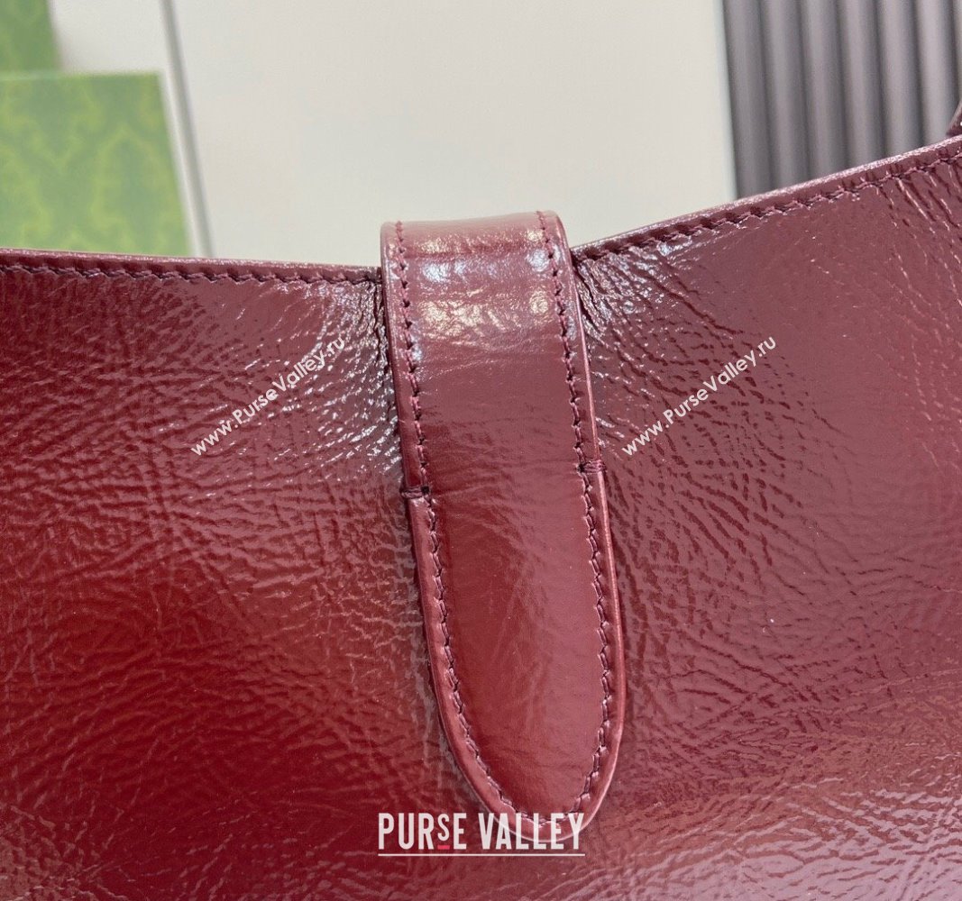 Gucci Jackie Small Shoulder Bag in Crinkled Patent Leather 782849 Burgundy 2024 (XLU-240625044)