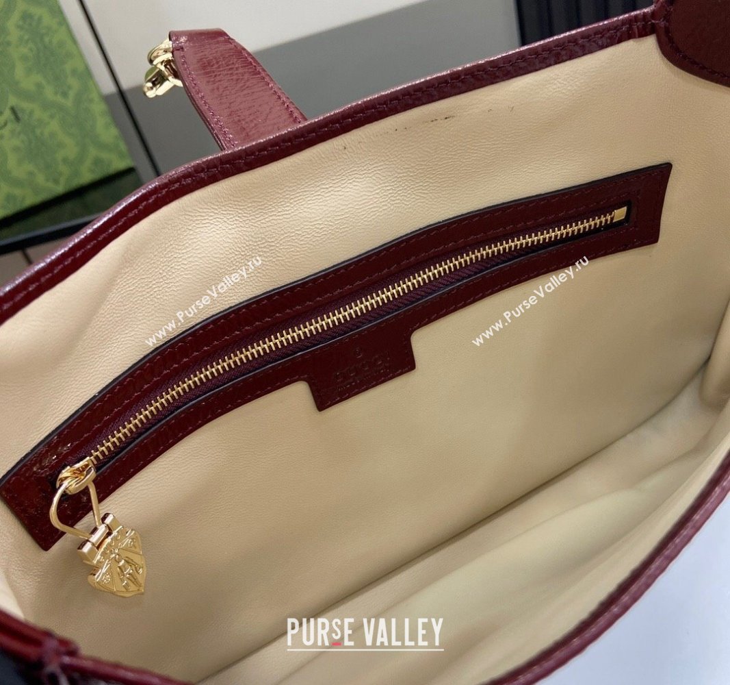 Gucci Jackie Small Shoulder Bag in Crinkled Patent Leather 782849 Burgundy 2024 (XLU-240625044)