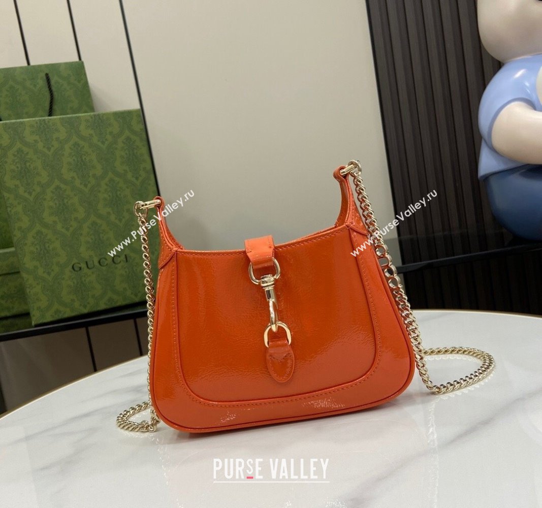 Gucci Jackie Notte Mini Bag in Crinkled Patent Leather ‎782889 Orange 2024 (XLU-240625045)