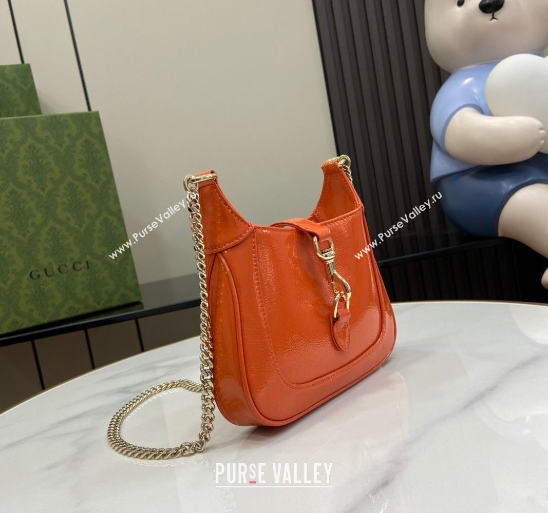 Gucci Jackie Notte Mini Bag in Crinkled Patent Leather ‎782889 Orange 2024 (XLU-240625045)