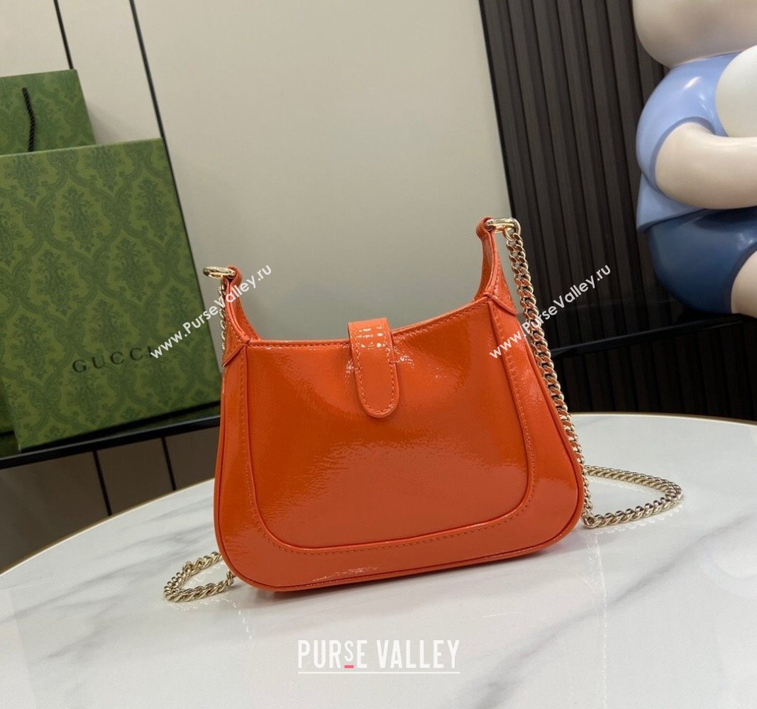 Gucci Jackie Notte Mini Bag in Crinkled Patent Leather ‎782889 Orange 2024 (XLU-240625045)