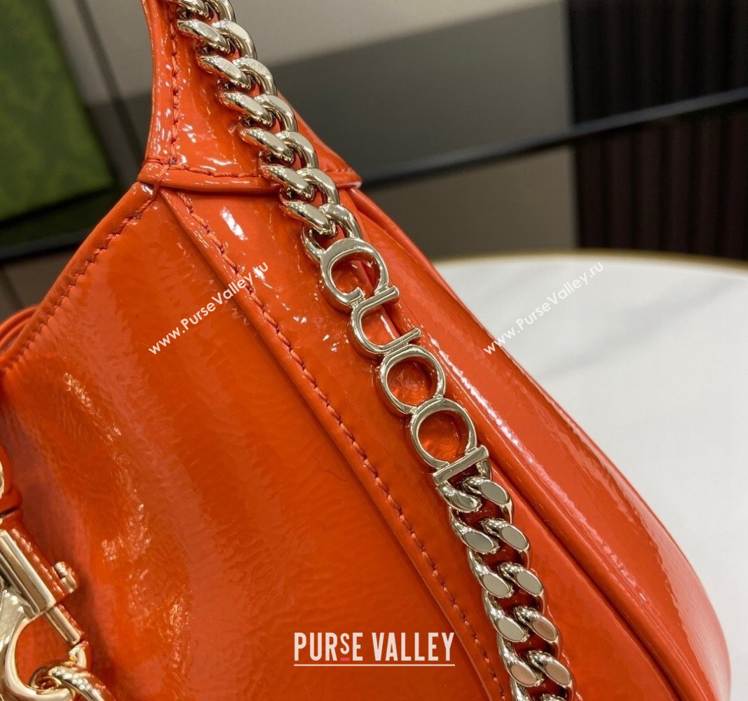 Gucci Jackie Notte Mini Bag in Crinkled Patent Leather ‎782889 Orange 2024 (XLU-240625045)