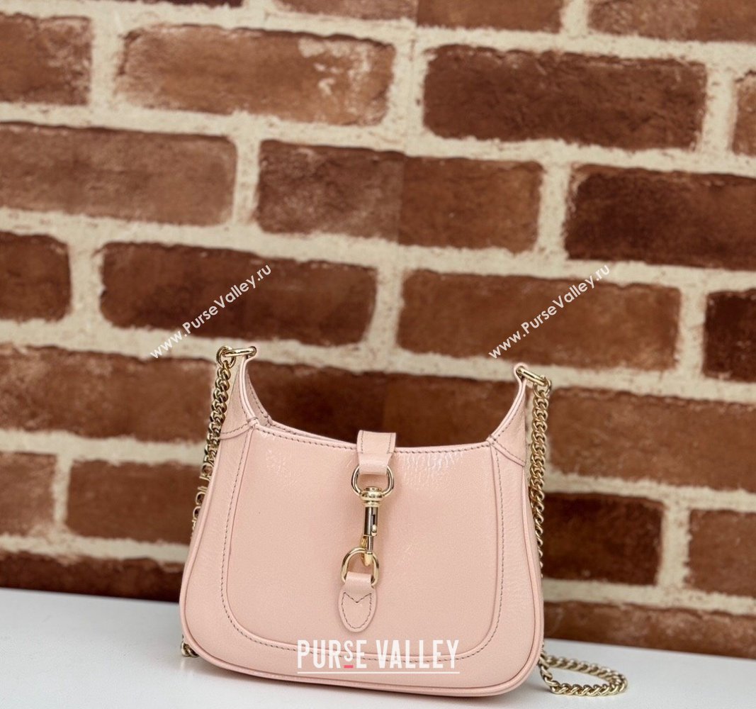 Gucci Jackie Notte Mini Bag in Crinkled Patent Leather ‎782889 Nude Pink 2024 (DLH-240624126)