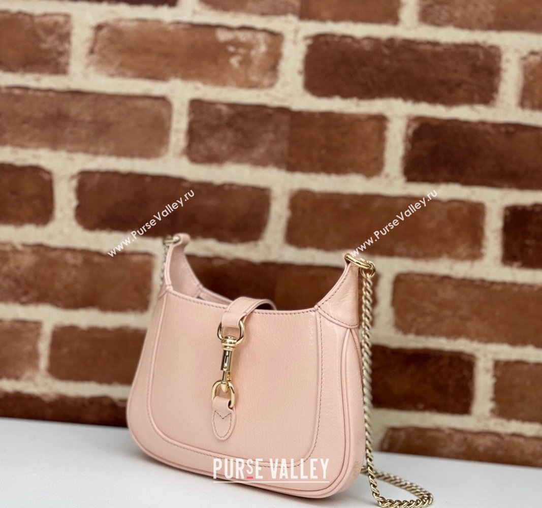 Gucci Jackie Notte Mini Bag in Crinkled Patent Leather ‎782889 Nude Pink 2024 (DLH-240624126)