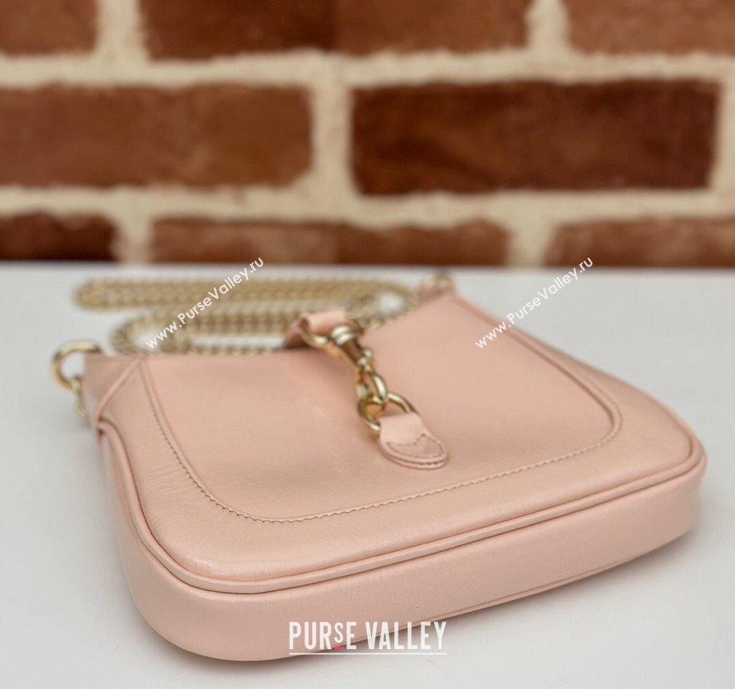 Gucci Jackie Notte Mini Bag in Crinkled Patent Leather ‎782889 Nude Pink 2024 (DLH-240624126)