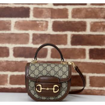 Gucci Horsebit 1955 GG Canvas Mini Top Handle Bag ‎781387 Beige/Brown 2024 (DLH-240624127)