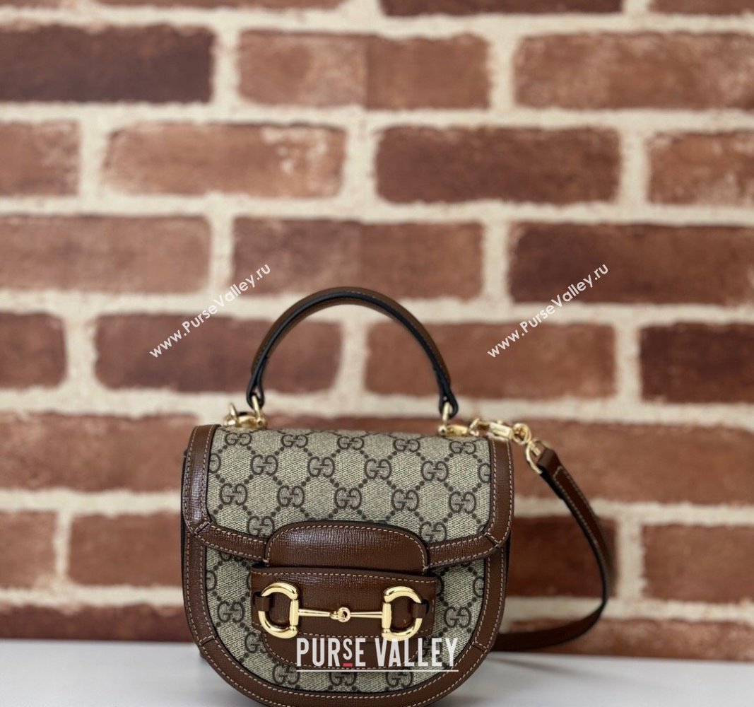 Gucci Horsebit 1955 GG Canvas Mini Top Handle Bag ‎781387 Beige/Brown 2024 (DLH-240624127)