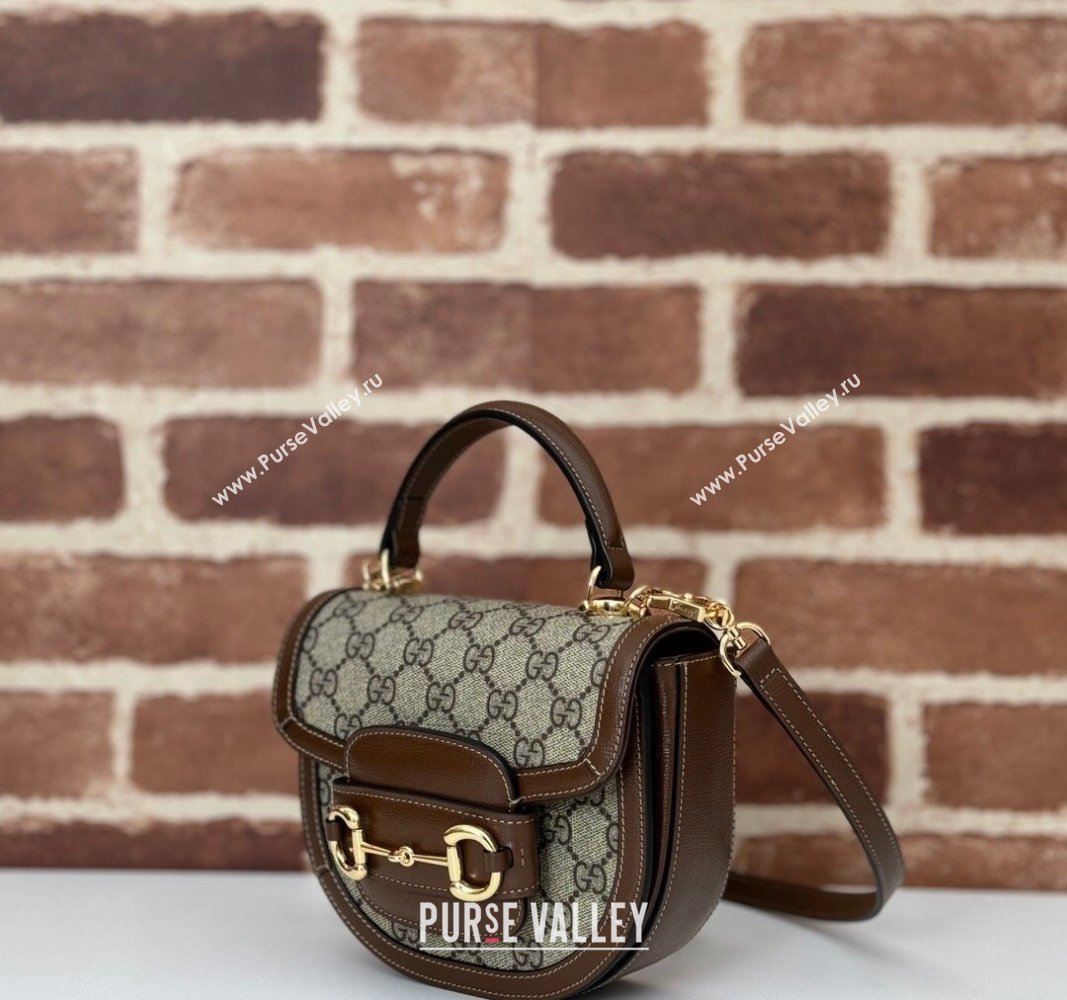 Gucci Horsebit 1955 GG Canvas Mini Top Handle Bag ‎781387 Beige/Brown 2024 (DLH-240624127)