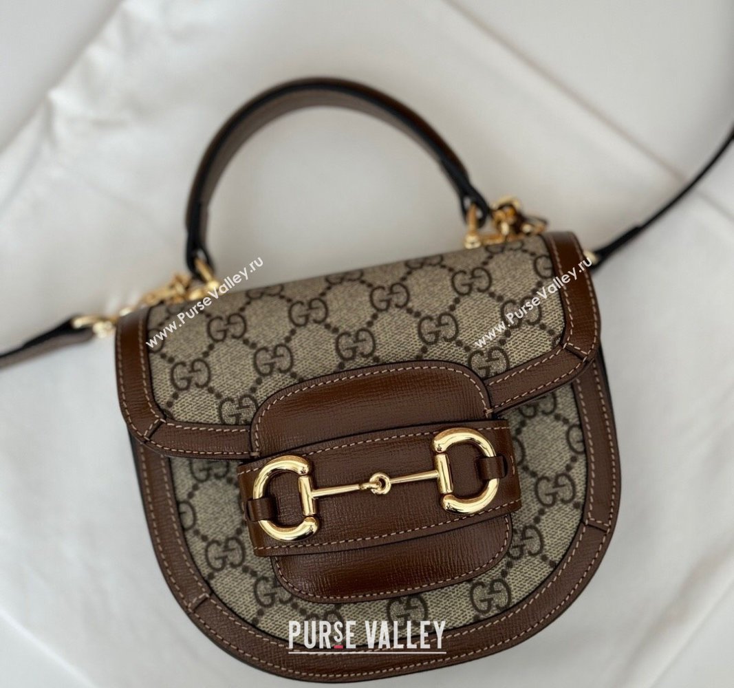 Gucci Horsebit 1955 GG Canvas Mini Top Handle Bag ‎781387 Beige/Brown 2024 (DLH-240624127)