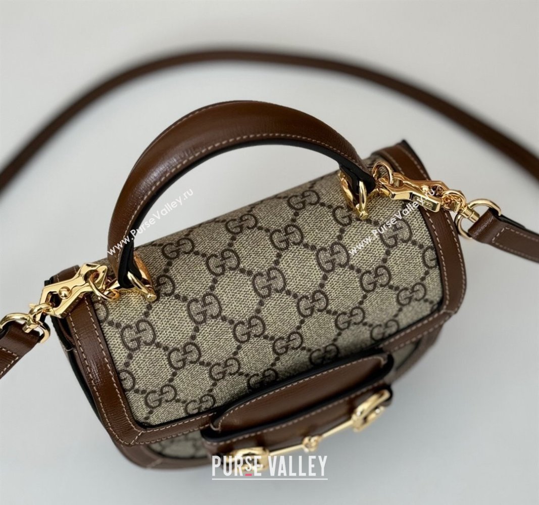 Gucci Horsebit 1955 GG Canvas Mini Top Handle Bag ‎781387 Beige/Brown 2024 (DLH-240624127)