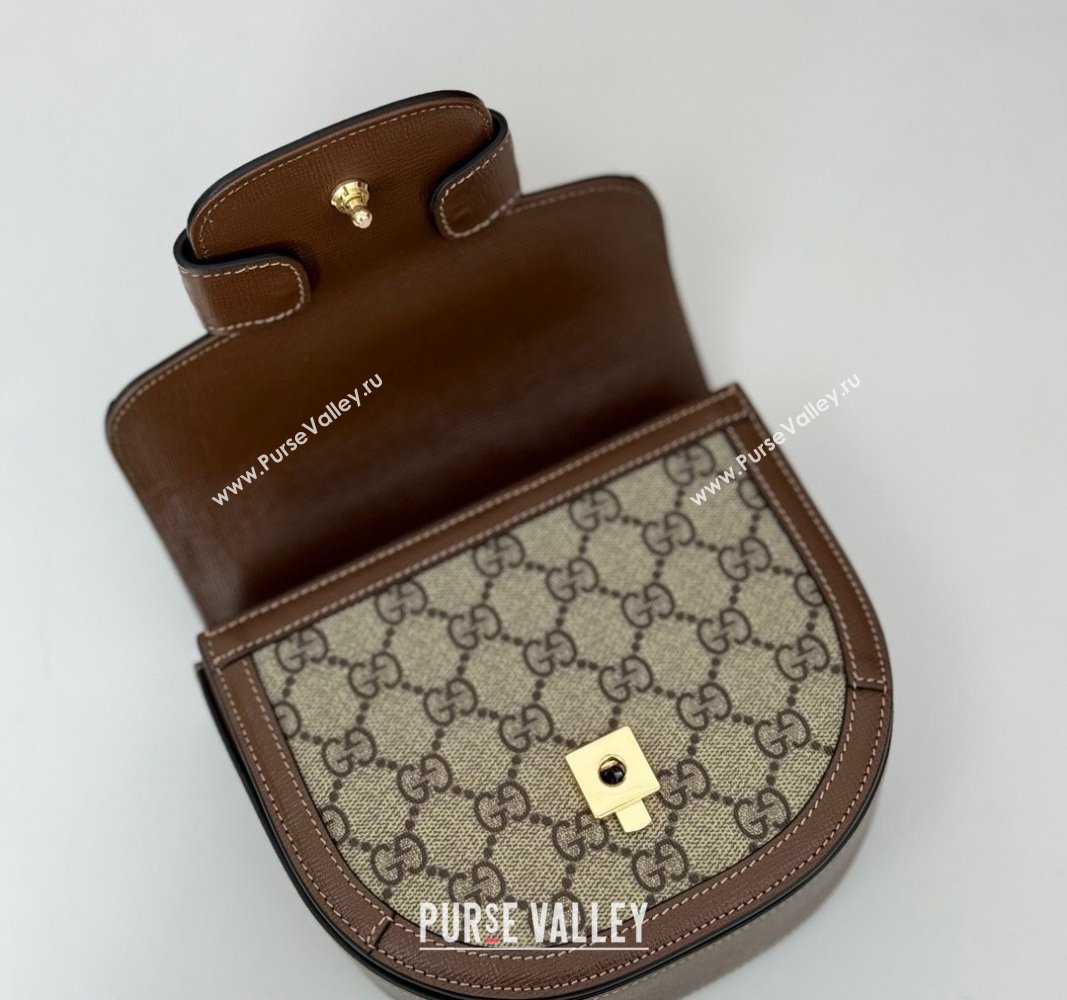 Gucci Horsebit 1955 GG Canvas Mini Top Handle Bag ‎781387 Beige/Brown 2024 (DLH-240624127)