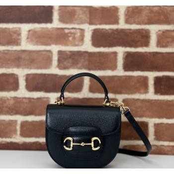 Gucci Horsebit 1955 Leather Mini Top Handle Bag ‎781387 Black 2024 (DLH-240624128)