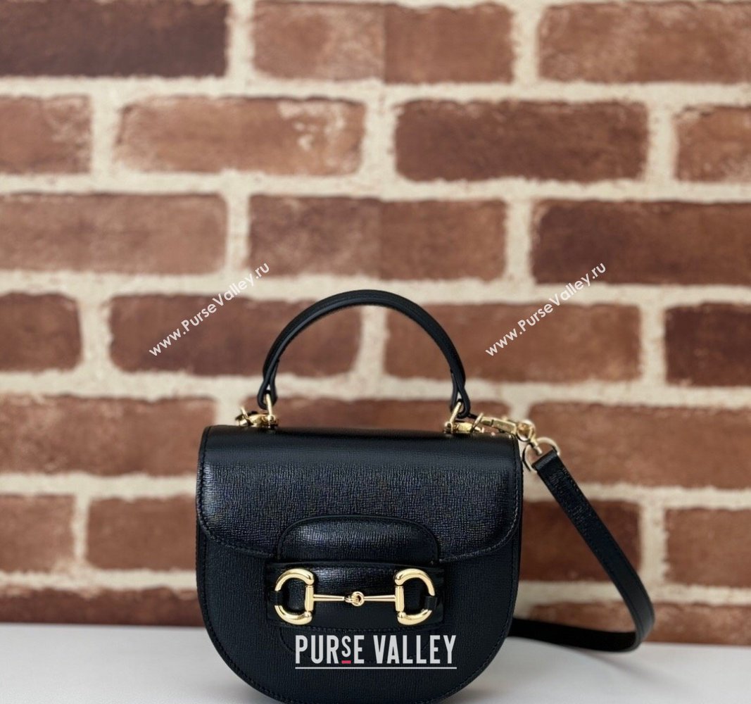 Gucci Horsebit 1955 Leather Mini Top Handle Bag ‎781387 Black 2024 (DLH-240624128)