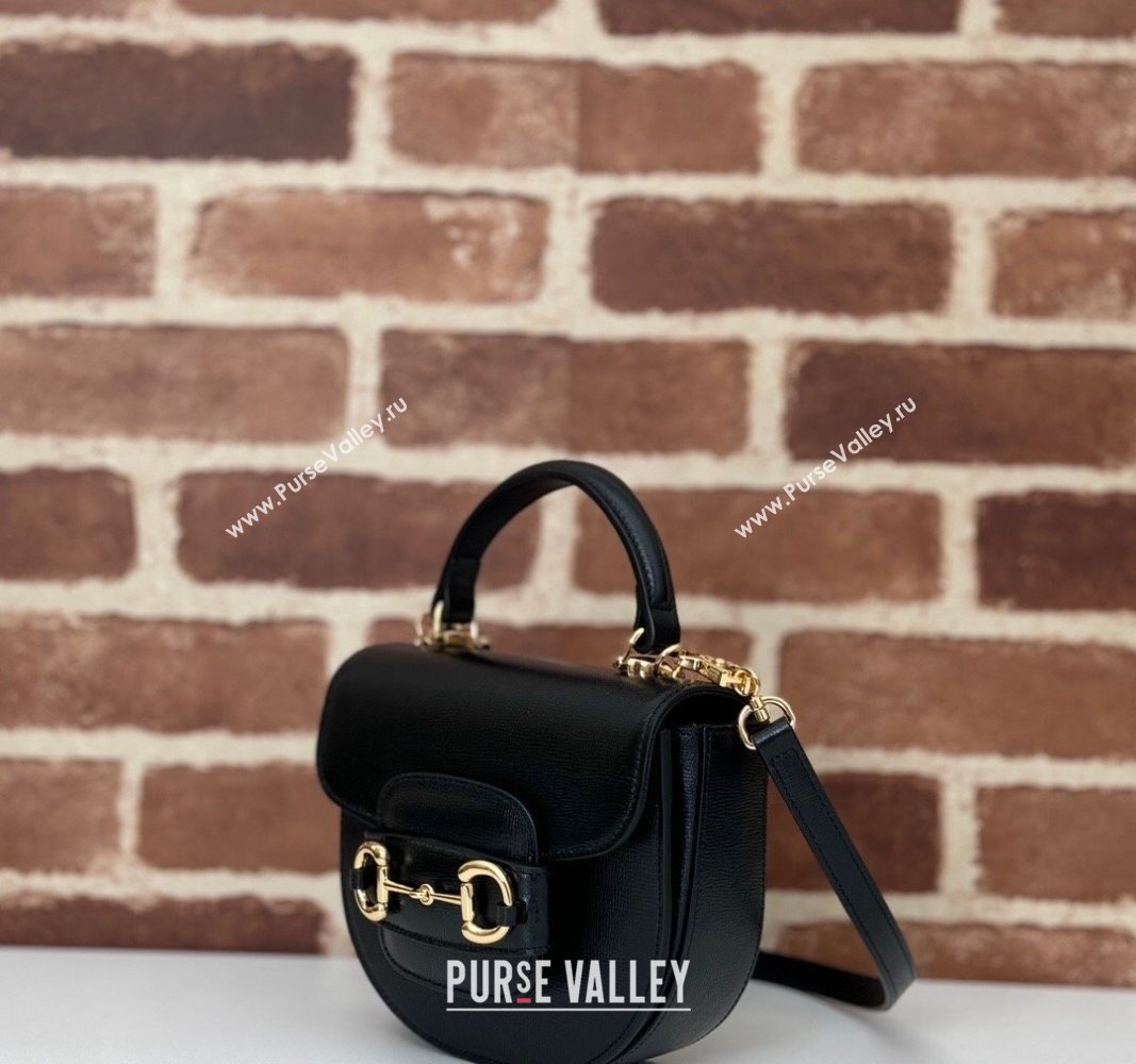 Gucci Horsebit 1955 Leather Mini Top Handle Bag ‎781387 Black 2024 (DLH-240624128)