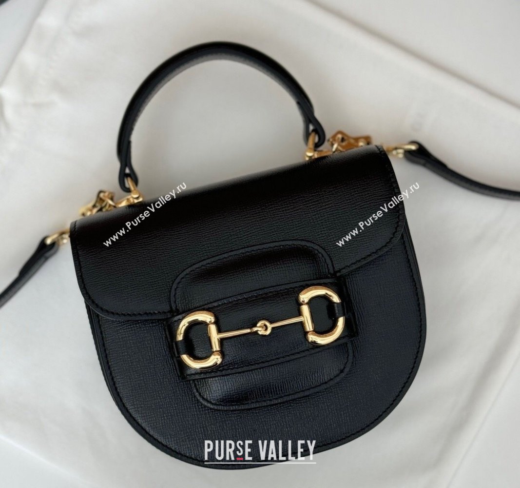 Gucci Horsebit 1955 Leather Mini Top Handle Bag ‎781387 Black 2024 (DLH-240624128)