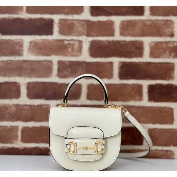 Gucci Horsebit 1955 Leather Mini Top Handle Bag ‎781387 White 2024 (DLH-240624129)