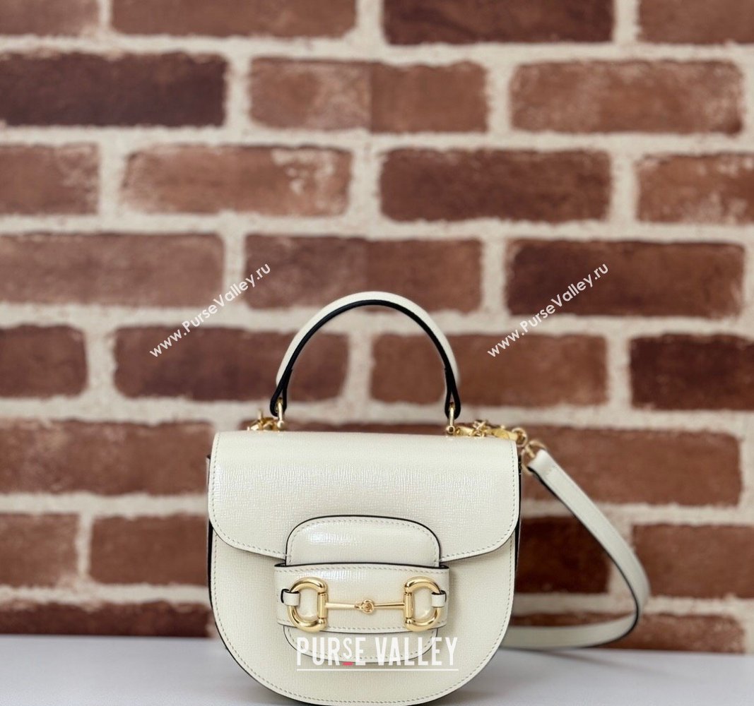 Gucci Horsebit 1955 Leather Mini Top Handle Bag ‎781387 White 2024 (DLH-240624129)