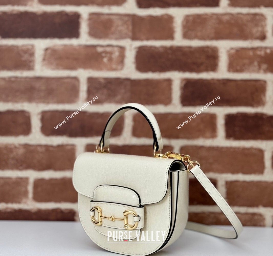 Gucci Horsebit 1955 Leather Mini Top Handle Bag ‎781387 White 2024 (DLH-240624129)